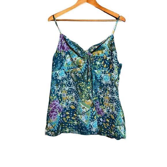 Lane Bryant tie front patterned tank top - Picture 1 of 9
